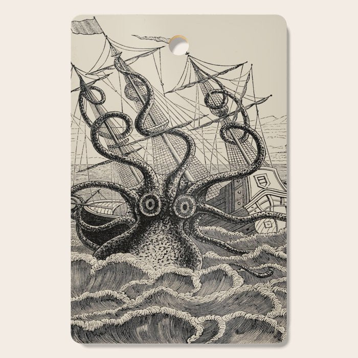 The octopus; or, The âDevil-fishâ - Henry Lee - 1875 Giant Octopus Sinking Ship Cutting Board Gallery Image 1