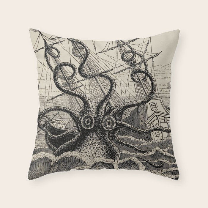 The octopus; or, The âDevil-fishâ - Henry Lee - 1875 Giant Octopus Sinking Ship Throw Pillow Gallery Image 6