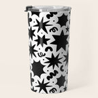 Black and white fun star doodle pattern Travel Mug Gallery Image 3