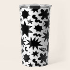 Black and white fun star doodle pattern Travel Mug Gallery Image 1