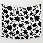 Black and white fun star doodle pattern Wall Tapestry Gallery Image 4