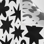 Black and white fun star doodle pattern Wall Tapestry Gallery Image 3
