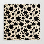 Black and white fun star doodle pattern Wood Wall Art Gallery Image 1