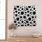 Black and white fun star doodle pattern Wall Tapestry Gallery Image 2