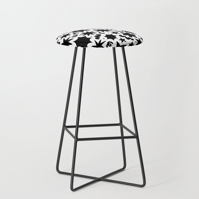Black and white fun star doodle pattern Stool Gallery Image 1