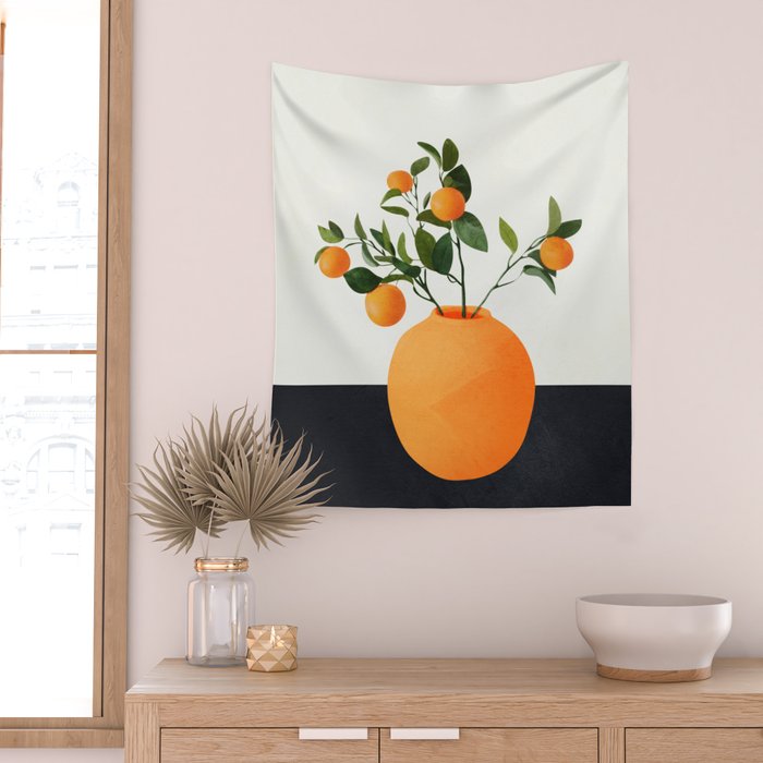  Orange Tree Branch in a Vase 02 Wall Tapestry Gallery Image 2
