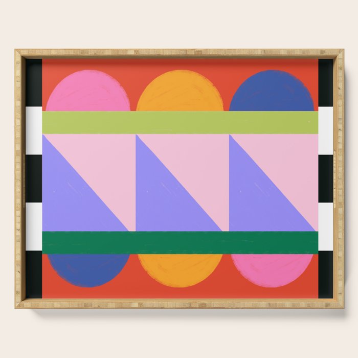 Folk Art Color Block  Serving Tray Gallery Image 1