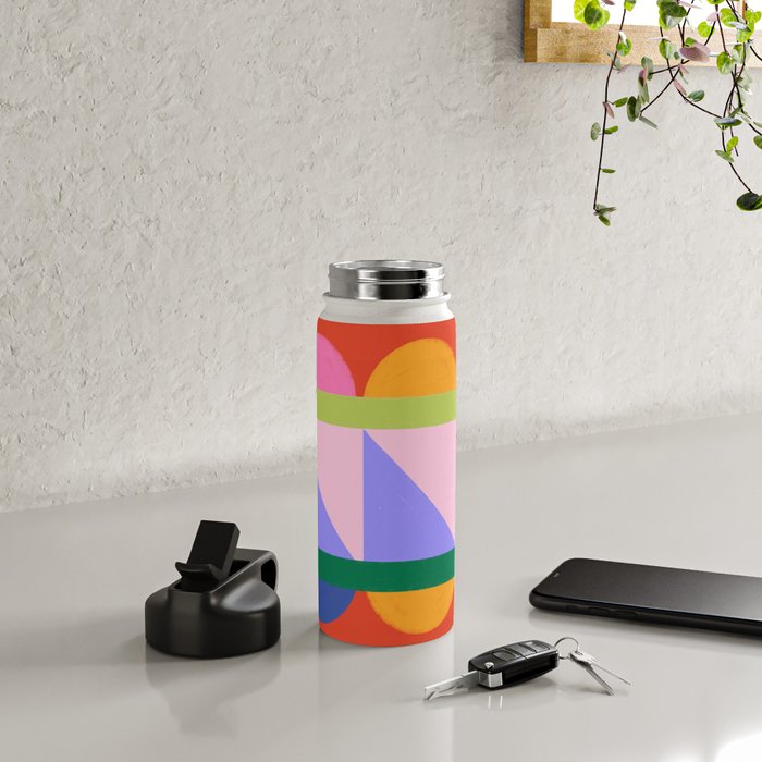 Folk Art Color Block  Water Bottle Gallery Image 4