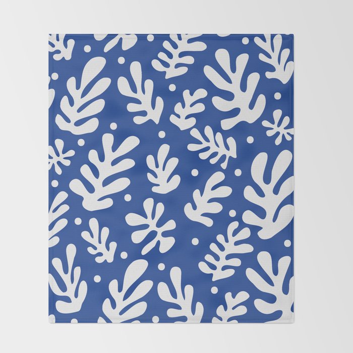 Henri Matisse - Leaves Pattern - Deep Blue Throw Blanket Gallery Image 2