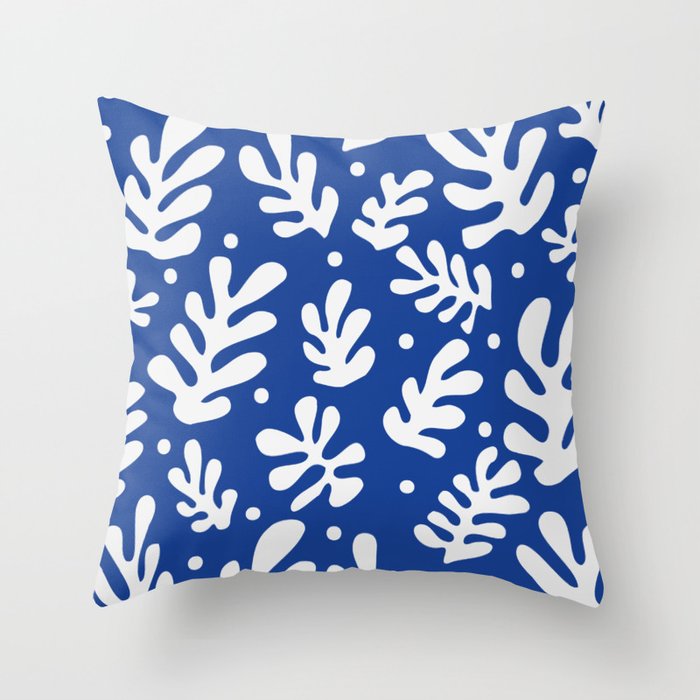 Henri Matisse - Leaves Pattern - Deep Blue Throw Pillow Gallery Image 1