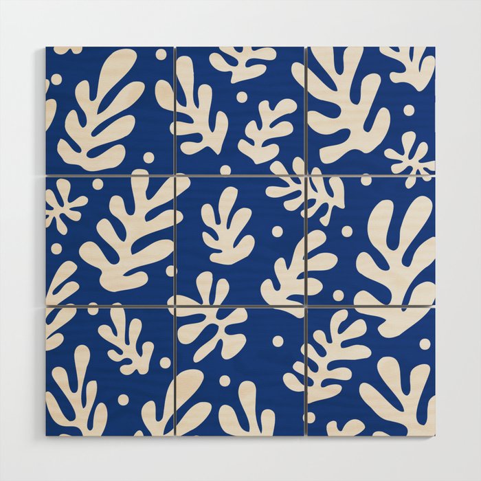 Henri Matisse - Leaves Pattern - Deep Blue Wood Wall Art Gallery Image 1