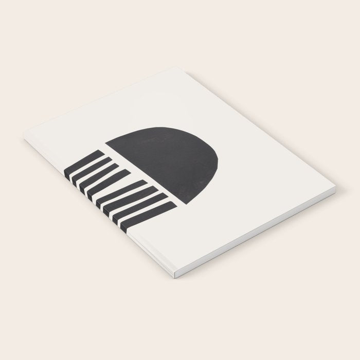 Black & White Minimalist Mid Century Paper collage Funky Black Ink Tribal Geometric by Ejaaz Haniff Notebook Gallery Image 2