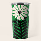 Mod Flower Garden - Black and White on Green Travel Mug Gallery Image 1