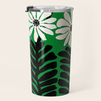 Mod Flower Garden - Black and White on Green Travel Mug Gallery Image 3