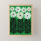 Mod Flower Garden - Black and White on Green Mini Art Print Gallery Image 1