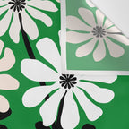 Mod Flower Garden - Black and White on Green Wall Tapestry Gallery Image 3