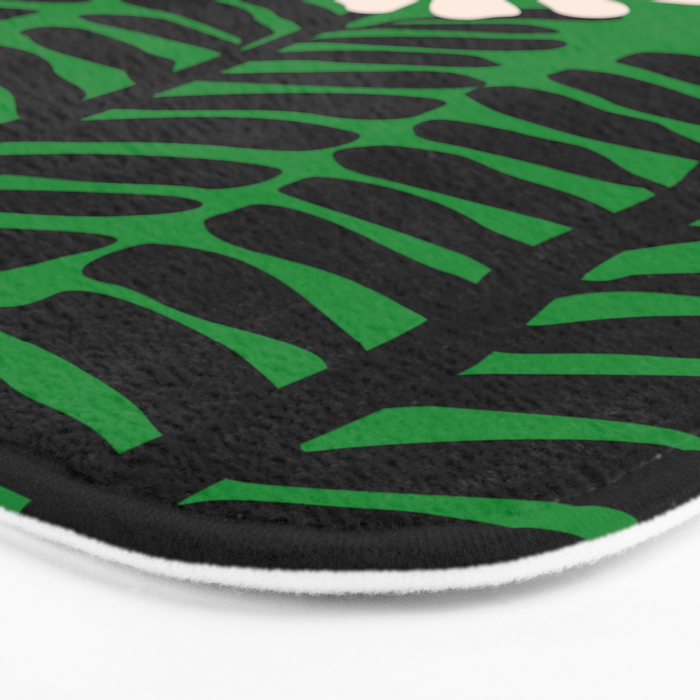 Mod Flower Garden - Black and White on Green Bath Mat Gallery Image 3