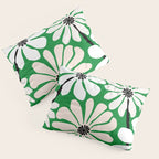 Mod Flower Garden - Black and White on Green Pillow Sham Gallery Image 3