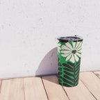 Mod Flower Garden - Black and White on Green Travel Mug Gallery Image 4