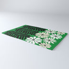 Mod Flower Garden - Black and White on Green Rug Gallery Image 3