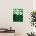 Mod Flower Garden - Black and White on Green Poster Gallery Image 2
