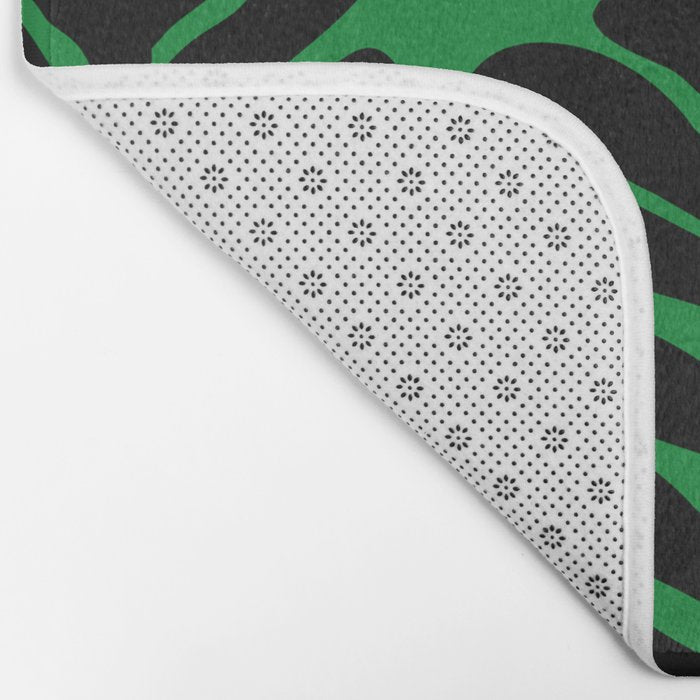 Mod Flower Garden - Black and White on Green Bath Mat Gallery Image 2