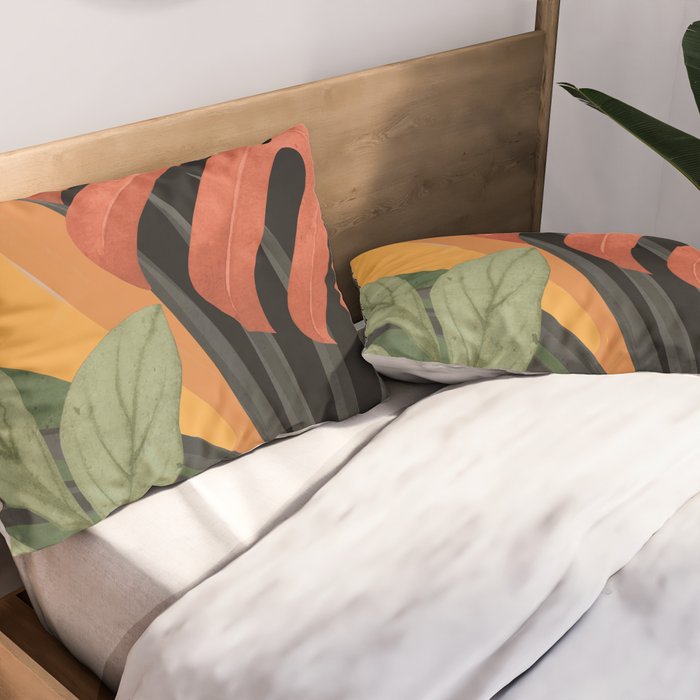 Abstract Art Tropical Leaves 109 Pillow Sham Gallery Image 2