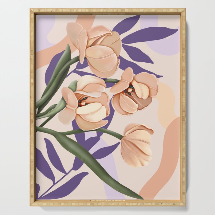 Large pink flowers MP3 Serving Tray Gallery Image 1