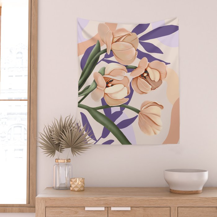 Large pink flowers MP3 Wall Tapestry Gallery Image 2