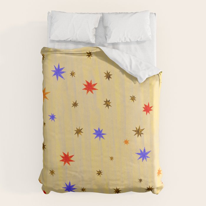 Celestial Star Twinkle in Golden Amber Watercolor Duvet Cover Gallery Image 6