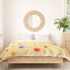Celestial Star Twinkle in Golden Amber Watercolor Duvet Cover Gallery Image 3
