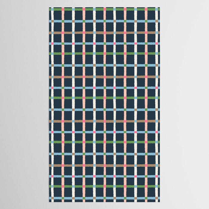 Windowpane Plaid Multicolor on Dark Blue Tablecloth Gallery Image 2