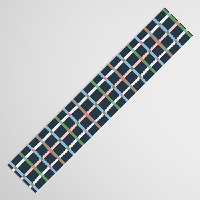Windowpane Plaid Multicolor on Dark Blue Table Runner Gallery Image 3