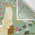 Chinoiserie Cranes on green birds vintage Wall Tapestry Gallery Image 3