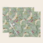 Chinoiserie Cranes on green birds vintage Placemat Gallery Image 1