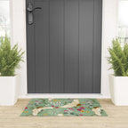 Chinoiserie Cranes on green birds vintage Welcome Mat Gallery Image 3