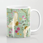 Chinoiserie Cranes on green birds vintage Coffee Mug Gallery Image 1