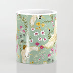 Chinoiserie Cranes on green birds vintage Coffee Mug Gallery Image 4
