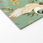 Chinoiserie Cranes on green birds vintage Welcome Mat Gallery Image 2