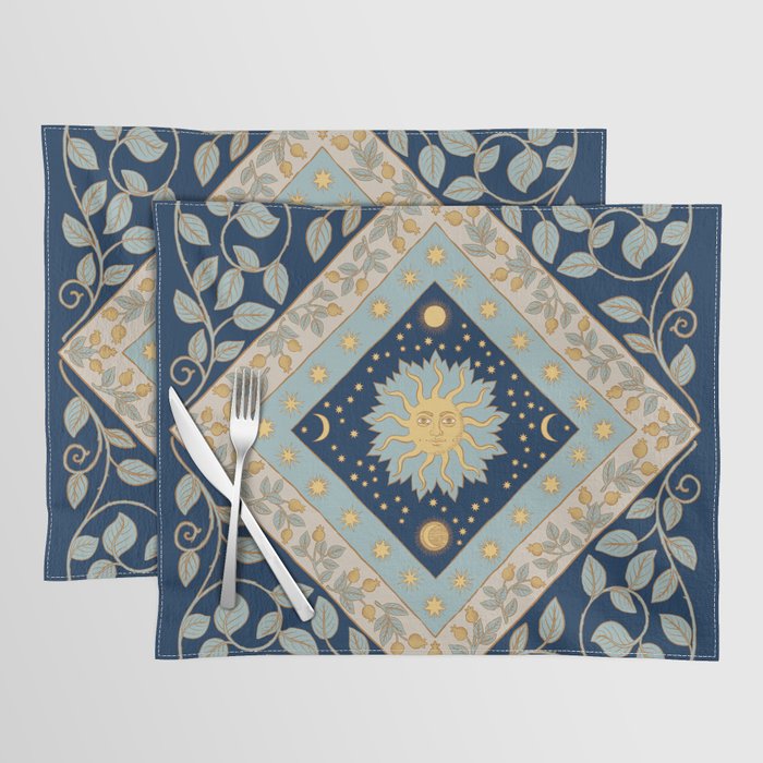 Sun Moon and Stars Celestial Blue Placemat Gallery Image 1