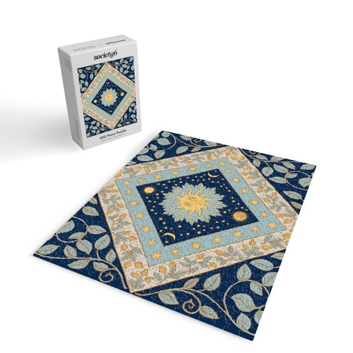 Sun Moon and Stars Celestial Blue Jigsaw Puzzle Gallery Image 2