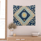 Sun Moon and Stars Celestial Blue Wall Tapestry Gallery Image 2