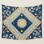 Sun Moon and Stars Celestial Blue Wall Tapestry Gallery Image 4