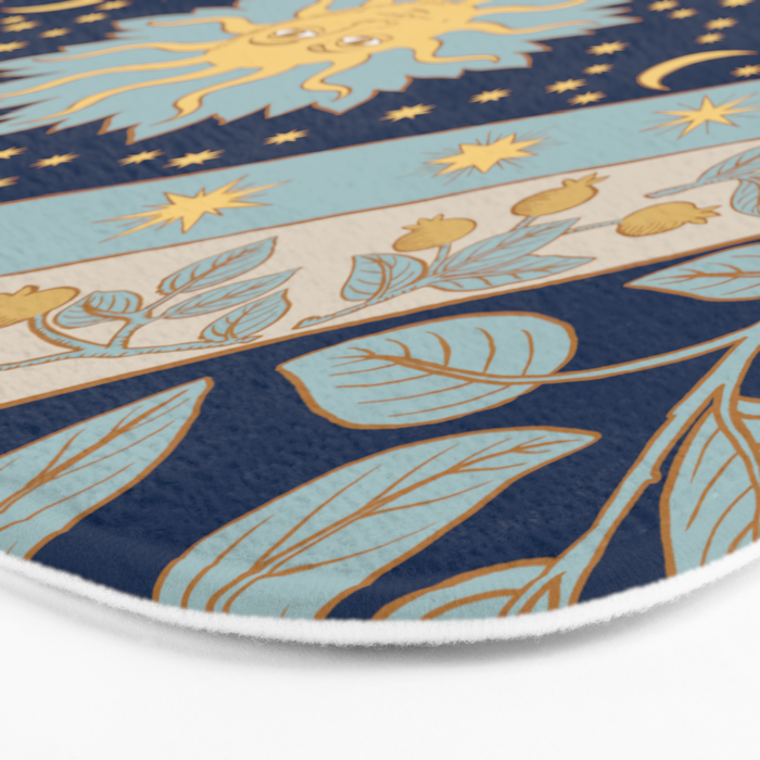 Sun Moon and Stars Celestial Blue Bath Mat Gallery Image 3