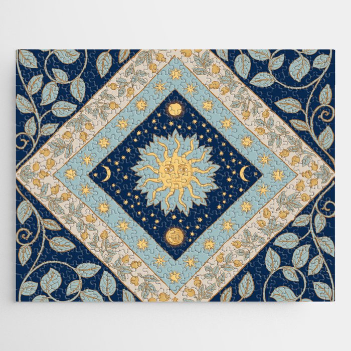 Sun Moon and Stars Celestial Blue Jigsaw Puzzle Gallery Image 1
