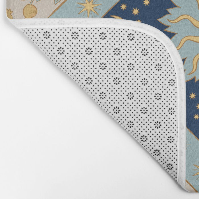 Sun Moon and Stars Celestial Blue Bath Mat Gallery Image 2