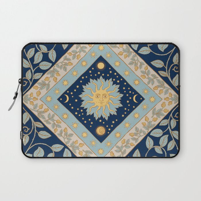 Sun Moon and Stars Celestial Blue Laptop Sleeve Gallery Image 1