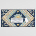 Sun Moon and Stars Celestial Blue Desk Mat Gallery Image 1