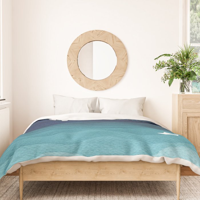 Garlands of stars, watercolor teal ocean Duvet Cover Gallery Image 3