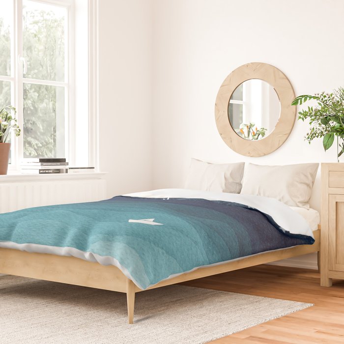 Garlands of stars, watercolor teal ocean Duvet Cover Gallery Image 2